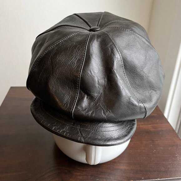 The Real McCoy horsehide Leather Newsboy Cap - Picture 2 of 14
